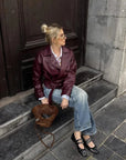 Pat Faux Leather Aviator Jacket