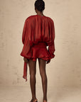 Eugénie Red Fully Pleated Ruffled Mini Dress