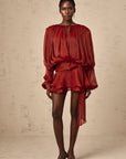 Eugénie Red Fully Pleated Ruffled Mini Dress