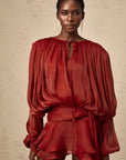 Eugénie Red Fully Pleated Ruffled Mini Dress
