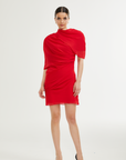 Clarabelle red draped mini dress