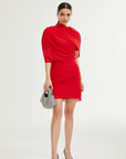 Clarabelle red draped mini dress