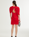 Clarabelle red draped mini dress