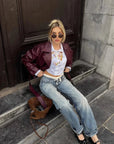 Pat Faux Leather Aviator Jacket