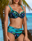 Hailey Leaf Print High-Waisted Bikini