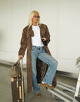 Vegan maxi suede coat