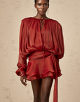 Eugénie Red Fully Pleated Ruffled Mini Dress