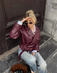 Pat Faux Leather Aviator Jacket
