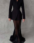 Enora Black Barrel Design Jacket & Skirt Set