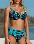 Hailey Leaf Print High-Waisted Bikini