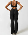 V-Back Flared Jumpsuit Black
