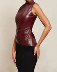 Sculpted Faux Leather Sleeveless Top