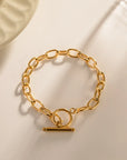 18K Gold-Plated Stainless Steel Toggle Chain Bracelet