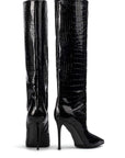 Camille | Croco-Leren Laarzen met Stiletto-Hak