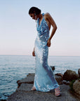 Naline™ | Pailletten Halter Maxi Kleid