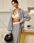 Cotton & Linen Pinstripe Loose Shirt