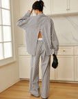 Cotton & Linen Pinstripe Loose Shirt