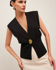Button-Detail V-Neck Sweater Vest