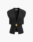 Button-Detail V-Neck Sweater Vest