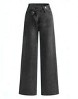 Wide-Leg Jeans with Asymmetric Waist