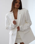 Classic Column Oversized Blazer - White