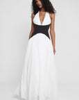 Harlowe Contrast Corset Maxi Dress - White