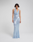 Naline™ | Pailletten Halter Maxi Kleid
