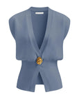 Button-Detail V-Neck Sweater Vest