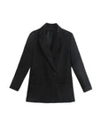 TRZA Women Fashion Double Breasted Loose Fitting Blazer Coat Vintage Long Sleeve Pockets Female Outerwear Chic Veste Femme