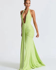 Mozision Deep V Neck Backless Ruched Sexy Maxi Dress Women Gown Summer Halter Sleeveless Draped Club Party Long Dress 2025
