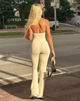 MUJER 2025 Long Jumpsuit Woman Flared Fitness Jumpsuits for Women Black Summer Woman Jumpsuit Sexy Sleeveless Backless Overalls