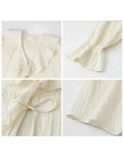 CHIC VEN Women Shirt Loose Casual Ruffled Edges Female Blouses V Neck Lace Up Mid Length Woman Shirts Spring Summer 2024