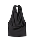 MUJER 2025 Halter Tops for Women Black Satin Backless Top Female Pink Summer Beach Top Woman off Shoulder Camisole Top Women