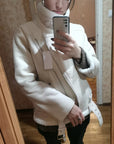Ailegogo Winter Coats Women Thickness Faux Leather Fur Sheepskin Female Fur Leather Jacket Aviator Outwear Casaco Feminino