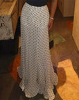 hirigin Polka Dot Floor-length Chiffon Skirt French Style Ruffled Mesh A-line Skirts Elegant Maxi Bottoms High Waist Streetwear