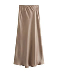 MUJER Woman 2025 Satin Skirt Women High Waist Long Skirts For Women Summer Black Midi Skirt Woman Office Elegant Women's Skirts