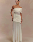 Mozision One Shoulder Mesh Sexy Maxi Dress Women Fashion Off-shoulder Strapless Sleeveless Backless Club Party Long Dress