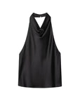 MUJER 2025 Halter Tops for Women Black Satin Backless Top Female Pink Summer Beach Top Woman off Shoulder Camisole Top Women