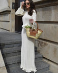 Tossy Knitwear Lace-Up Ruffled Long Dress For Women Patchwork Ribbed Loose Fashion Bandage Elegant Dress Female Knit Maxi Dress