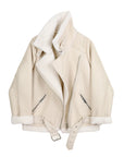 Ailegogo Winter Coats Women Thickness Faux Leather Fur Sheepskin Female Fur Leather Jacket Aviator Outwear Casaco Feminino