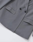 TRZA-Women's Double Breasted Office Wear Blazer Coat, Long Sleeve, Flap Pockets, Female Outerwear, Chic Tops, Fashion