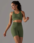 Women Yoga Set Bra Shorts Set Seamless Fitness Tracksuit Gym Sportswear Running Shorts Sports Set Workout Shockproof Vest Outfit