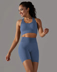 Women Yoga Set Bra Shorts Set Seamless Fitness Tracksuit Gym Sportswear Running Shorts Sports Set Workout Shockproof Vest Outfit