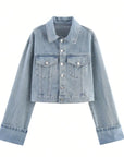 TRAFZA Women Vintage Denim Jacket Pant Sets Single Breasted Lapel Long Sleeve Coat Wide Leg Trousers Jeans High Street Outfits