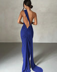 Hugcitar One Shoulder Backless Adjustable Scarf Loop Ruched Sexy Maxi Dress Women Elegant Y2K Streetwear Festival Outfit