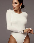 O Neck Long Sleeve Solid White Sexy Bodysuit Women Black Autumn Winter Body Top Gray Casual Lady Streetwear Bodysuits