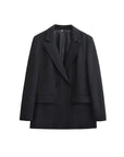 TRZA-Women's Double Breasted Office Wear Blazer Coat, Long Sleeve, Flap Pockets, Female Outerwear, Chic Tops, Fashion