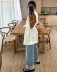 Clacive Fashion Loose White Cotton Women's Shirt 2024 Elegant Lapel Sleeveless Shirts Casual Classic Solid Top Female Clothing
