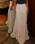 hirigin Polka Dot Floor-length Chiffon Skirt French Style Ruffled Mesh A-line Skirts Elegant Maxi Bottoms High Waist Streetwear