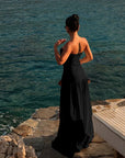 Women's Hot Girl Simple Solid Color Sleeveless Beach Skirt Holiday Strapless High Waist Women's Long Sleeveless Hollow Dress